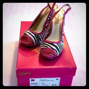 Candie’s Pink Dorado Zebra Print Pumps